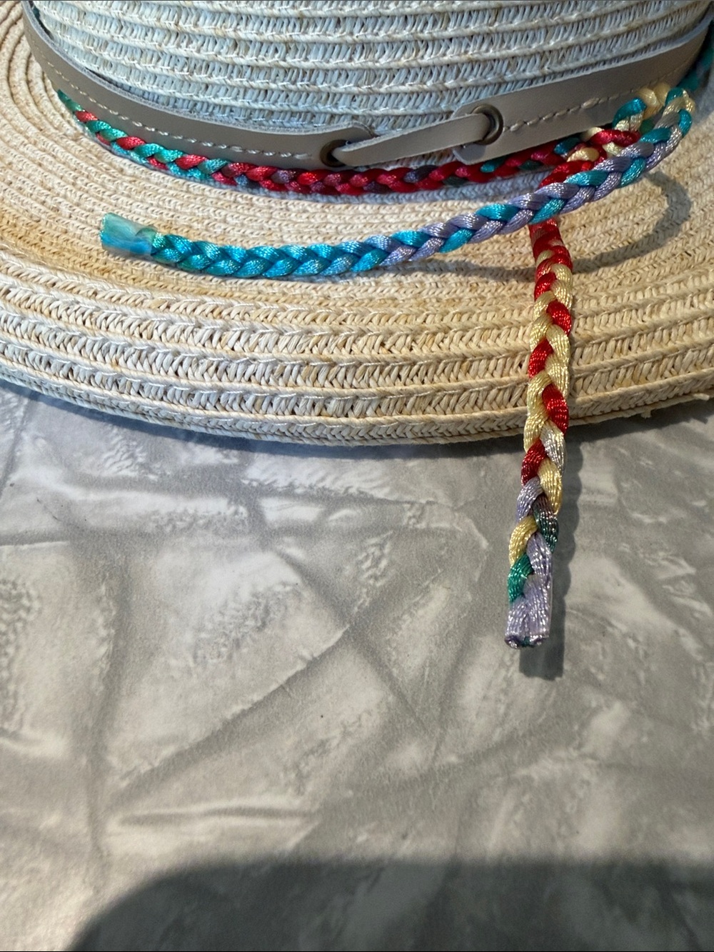 None west Woven Straw Sun Hat with Colorful Braided Trim - Picture 7 of 8
